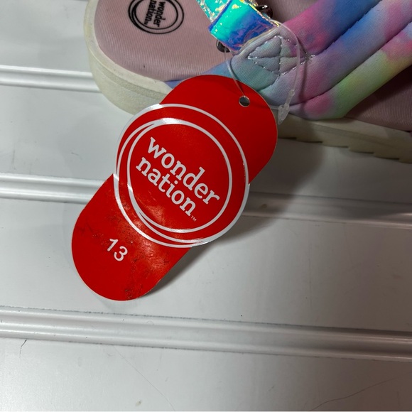 Wonder Nation Girls Tie Dye Puff Cross Band Sandals Size 13 NWT - Picture 4 of 6